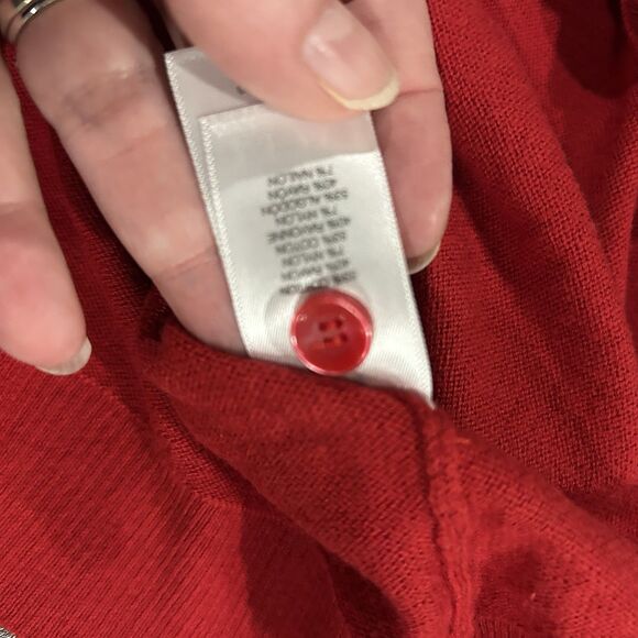 Kenneth Cole Reaction Sweater Cardigan Red Ruffle Button Size M Long Sleeve - Picture 9 of 10